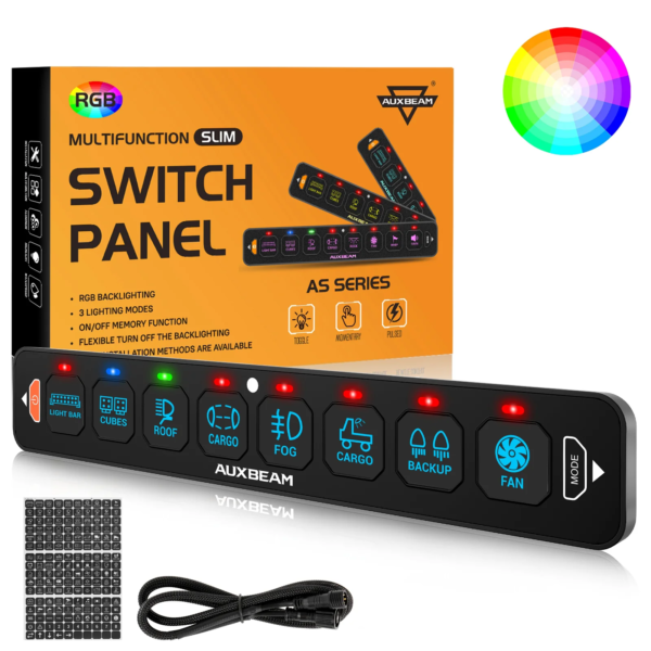 Auxbeam AS Series 8 Gang RGB Slim Switch Panel