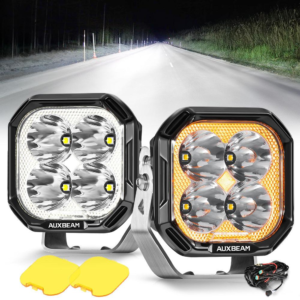 Auxbeam 3 Inch 100W Spot LED Pod Lights Off Road Lights with White DRL & Amber Turn Signal Lights