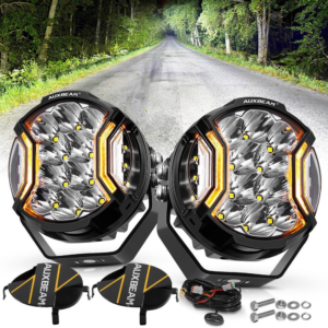 Auxbeam V-ULTRA Series  5 Inch 172W LED Side Shooter White Pod Lights with Amber DRL