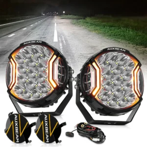 Auxbeam V-ULTRA Series  7 Inch 226W LED Side Shooter White Pod Lights with Amber DRL