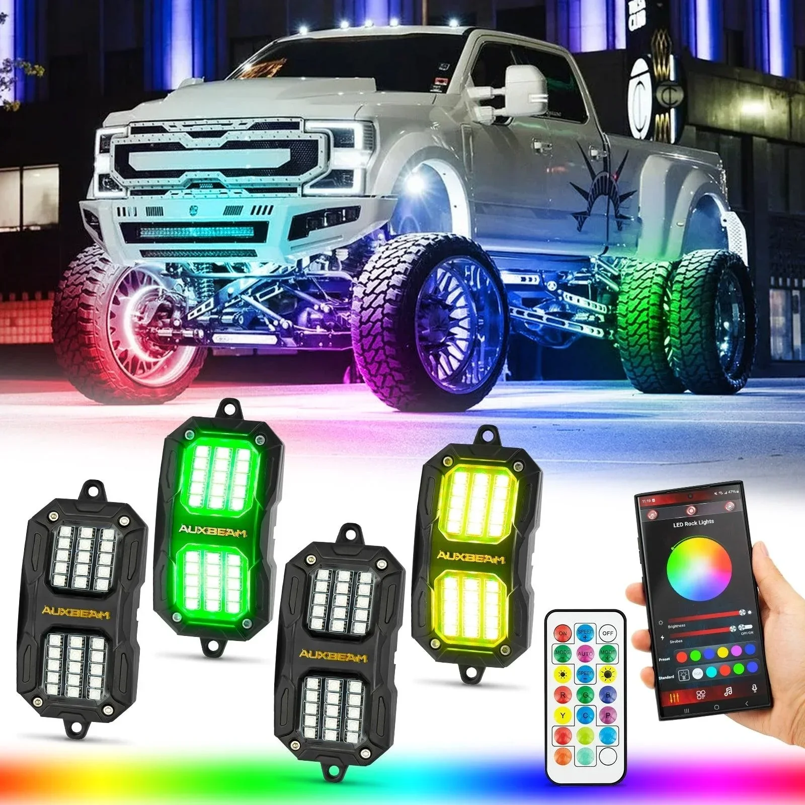 Auxbeam 4PCS RGB Rock Lights