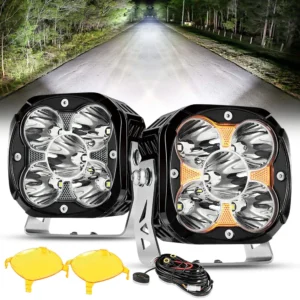 Auxbeam XP-ULTRA Series 4.5 Inch 128W 15200LM Spot Beam LED Pod Lights Off Road Lights with Amber DRL