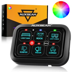 Auxbeam 6 Gang (RA60) Switch Panel, Toggle Momentary Pulsed