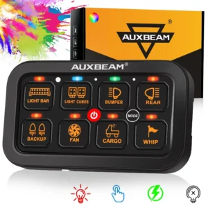 Auxbeam 8 Gang (RA80) Switch Panel, Toggle Momentary Pulsed Mode