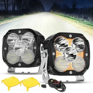 Auxbeam XP-ULTRA Series 4.5 Inch 128W 15200LM Combo Beam LED Pod Lights Off Road Lights with Amber DRL